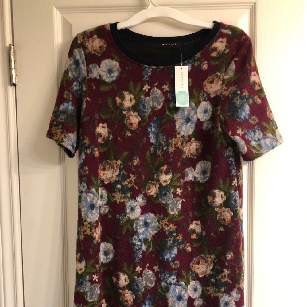 flowered, polyester dress